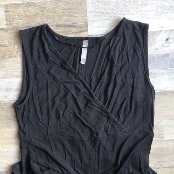 Thyme Maternity Black Dress Womens Midi Sleeveless Size M Bodycon Vneck - Picture 4 of 5